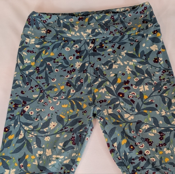 LuLaRoe OS Floral Teal Blue Leggings - BUTTERY SOFT - Picture 4 of 5